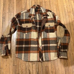 The Men's Store Plaid Sportswear Jacket in Brown and Cream